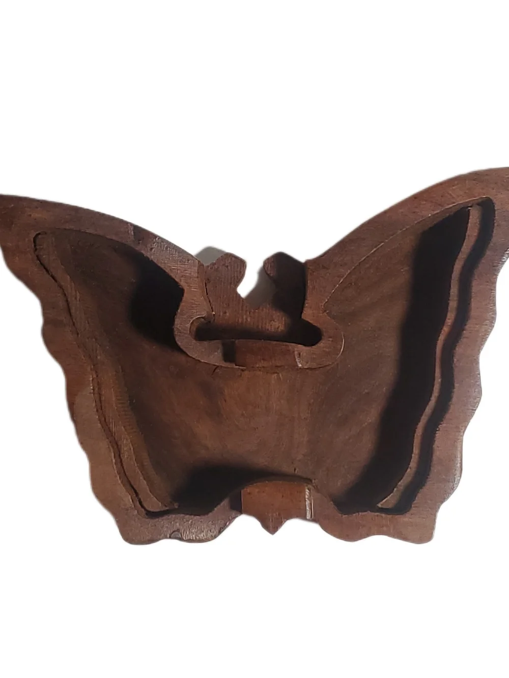 Hand-carved Wooden Butterfly Puzzle Box | Trinket Box Secret Compartment Box NWT
